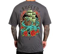 Sullen Men's Rough Seas Summer Days Drop Tattoo Lifestyle Graphic Standard Short Sleeve Tee Black, Castle Rock, 2X