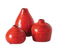 Sullivans Ceramic Vase Set- 3 Small Vases, Rustic Home Décor, Modern Farmhouses; Ideal Shelf Décor, Table Décor, Bookshelf, Mantle, Red (CM2038)