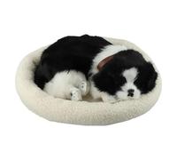 Sullosing Realistic Sleeping Cat Toy, Adorable Breathing Dog Stuffed Animal, Creative Soft Plush Decor Piece, Interactive Realistic Puppy for Realistic Puppy(Black dog)