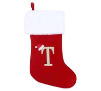 Sulobom Christmas Stocking, Personalised Letter Christmas Stockings, 18 Inch Large Xmas Stockings,Personalised Stocking Xmas Decorations for Family Holiday Season Decor (T)
