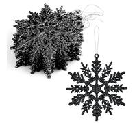 SULOLI 12PCS Glitter Snowflake Hanging Decorations(Black)