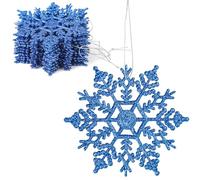 SULOLI 12PCS Glitter Snowflake Hanging Decorations(Royal Blue)