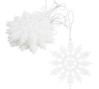 SULOLI 12PCS Glitter Snowflake Hanging Decorations(White)