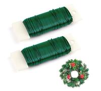 SULOLI 2 Pack Florist Wires 70m Flexible Paddle Wire 22 Gauge Floral Wire Twist Ties Plant Ties Garden Wire for Crafts, Christmas Wreaths Tree, Garland and Floral Flower Arrangements DIY(Dark Green)