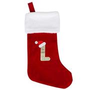 SULOLI 20 Inch Monogram Christmas Stockings with Letters, Super Soft Plush, Large Embroidered, Red, Christmas Holiday Xmas Gift