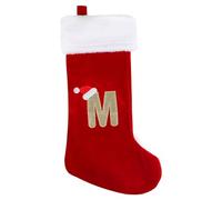 SULOLI 20 Inches Monogram Christmas Stockings with Letters,Super Soft Plush Christmas Stockings Large Embroidered Stockings Red Letter Stockings for Christmas Holiday Xmas Gift(M)