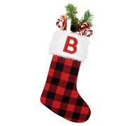 SULOLI 20 Inches Monogram Christmas Stockings with Letters,Super Soft Plush Christmas Stockings Large Embroidered Stockings Red Letter Stockings for Christmas Holiday Xmas Gift (B)