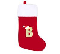 SULOLI 20 Inches Monogram Christmas Stockings with Letters,Super Soft Plush Christmas Stockings Large Embroidered Stockings Red Letter Stockings for Christmas Holiday Xmas Gift(B)