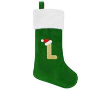 SULOLI 20 Inches Monogram Christmas Stockings with Letters,Super Soft Plush Christmas Stockings Large Stockings Green Letter Stockings for Christmas Holiday Xmas Gift(L)