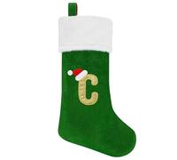SULOLI 20 Inches Monogram Christmas Stockings with Letters,Super Soft Plush Christmas Stockings Large Stockings Green Letter Stockings for Christmas Holiday Xmas Gift(C)