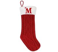 SULOLI 20 Inches Monogram Christmas Stockings with Letters,Super Soft Plush Christmas Stockings Large Knitted Stockings Red Letter Stockings for Christmas Holiday Xmas Gift(M)