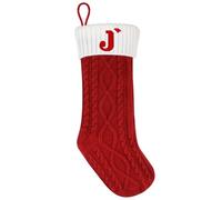 SULOLI 20 Inches Monogram Christmas Stockings with Letters,Super Soft Plush Christmas Stockings Large Knitted Stockings Red Letter Stockings for Christmas Holiday Xmas Gift