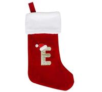 SULOLI 20 Inches Monogram Christmas Stockings with Letters,Super Soft Plush Christmas Stockings Large Embroidered Stockings Red Letter Stockings for Christmas Holiday Xmas Gift(E)