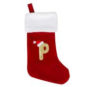SULOLI 20 Inches Monogram Christmas Stockings with Letters,Super Soft Plush Christmas Stockings Large Embroidered Stockings Red Letter Stockings for Christmas Holiday Xmas Gift(P)