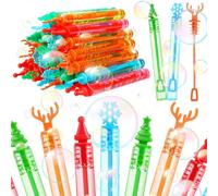 SULOLI 20PCS Mini Bubble Wand Christmas Bubbles With Bubble Wand Bottles Birthday Bubble Solution Blowers For Kids Children Party Supply Summer Outdoor Toys