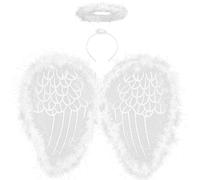 SULOLI Angel Wings and Halo, White Fairy Angel Wings Fallen Angel Wings Christmas Fancy Dress Costume for Kids Halloween Christmas Party