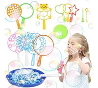 SULOLI Big Bubble Wands for Kids,15PCS Giant Bubble Maker Large Bubble Wand Set with Tray Giant Bubble Making Kit Outdoor Activities for Kids