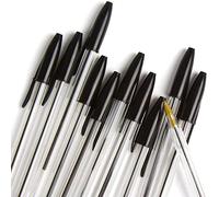 SULOLI Black Biro Pens,10PCS Black Biros Black Ballpoint Pens Home School Office Stationery Supplies