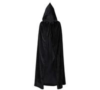 Suloli Black Velvet Halloween Cloak - Adult & Kids Hooded Cape