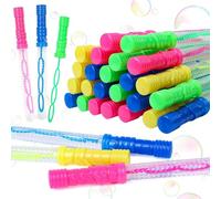 SULOLI Bubble Wands 8 Pack Party Bag Fillers, 26cm Giant Wand | 4 Bright Colours, Pre-Filled with Solution, Sturdy Plastic, Outdoor Garden Play