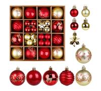 SULOLI Christmas Balls Ornaments Set, 44 Pcs Xmas Shatterproof Plastic Baubles Hanging Balls for Christmas Tree Holiday Party Wedding Decoration (Red & Gold)
