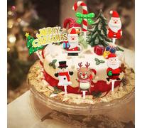 SULOLI Christmas Cake Decorations,9PCS Christmas Cake Toppers Traditional Xmas Decorations
