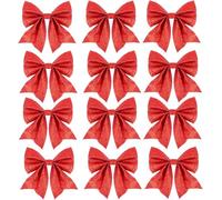 Suloli Christmas Tree Bows, 12PC Red Bows for Tree Decorations