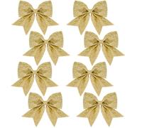 Suloli Christmas Tree Bows, 8PCS Gold for Tree Decorations