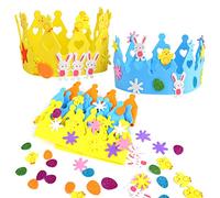 SULOLI Easter Activities for Kids,Easter Crown Kits with Eggs Bunny Self Adhesive Foam Stickers Easter Crafts for Kids