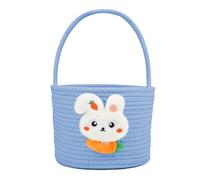 SULOLI Easter Baskets Empty,Easter Egg Bunny Basket Kids Blue Basket with Handle for Easter Eggs Hunt