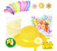 SULOLI Easter Bonnet Kit,Easter Bonnet Hat Kids Make Your Own Easter Bonnet Easter Bonnet Decorations Kit Girls Easter Bonnet Making Kit(Yellow)