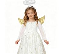 SULOLI Girls Angel Costume for Christmas Nativity Panto Fancy Dress Kids Children(3-5)