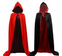 SULOLI Halloween Vampire Cloak Cape Reversible Black and Red Cape with Hood Halloween Party Fancy Dress Outfit (90 CM)