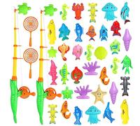 SULOLI Kids Fishing Rod,40PCS Water Toys for Kids Outdoor Magnetic Fishing Game Bath Toys for 3 4 5 6 Year Olds