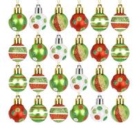 SULOLI Mini Christmas Tree Baubles,24PCS Mini Shatterproof Decorative Hanging Ornaments Balls Christmas Tree Decor(Green)