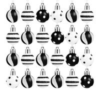 SULOLI Mini Christmas Tree Baubles,24PCS Mini Shatterproof Decorative Hanging Ornaments Balls Christmas Tree Decor(Black)