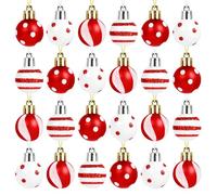 SULOLI Mini Christmas Tree Baubles,24PCS Mini Shatterproof Decorative Hanging Ornaments Balls Christmas Tree Decor(Red)