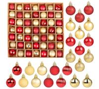 SULOLI Mini Christmas Tree Baubles,49PCS Mini Shatterproof Decorative Hanging Ornaments Balls Christmas Tree Decor(Red&Gold)
