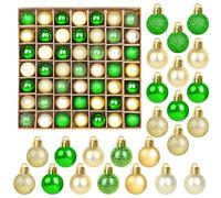 SULOLI Mini Christmas Tree Baubles,49PCS Mini Shatterproof Decorative Hanging Ornaments Balls Christmas Tree Decor(Green&Gold)