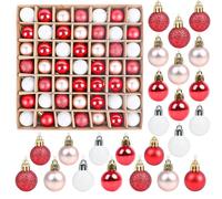 SULOLI Mini Christmas Tree Baubles,49PCS Mini Shatterproof Decorative Hanging Ornaments Balls Christmas Tree Decor
