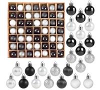SULOLI Mini Christmas Tree Baubles,49PCS Mini Shatterproof Decorative Hanging Ornaments Balls Christmas Tree Decor(Black)