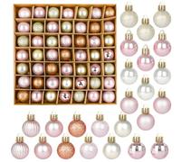 SULOLI Mini Christmas Tree Baubles,49PCS Mini Shatterproof Decorative Hanging Ornaments Balls Christmas Tree Decor(Rose gold)
