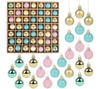 SULOLI Mini Christmas Tree Baubles,49PCS Mini Shatterproof Decorative Hanging Ornaments Balls Christmas Tree Decor(Green)