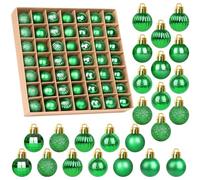 SULOLI Mini Christmas Tree Baubles,49PCS Mini Shatterproof Decorative Hanging Ornaments Balls Christmas Tree Decor(Green)