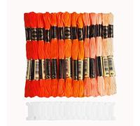 SULOLI Orange Embroidery Threads,Sewing Thread Kit Embroidery Threads Orange Yellow Series Cross Stitch Floss (14 Skeins Per Pack)