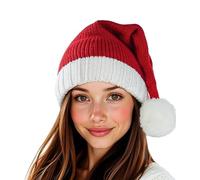 SULOLI Santa Hat Adult,1Pack Knitted Soft Plush Xmas Santa Hat for Adult with Thicken Classic Fur for Christmas Costume Party Supplies