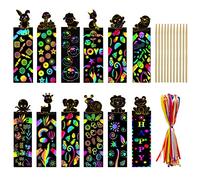 Suloli Scratch Art for Kids, 48pc Bookmarks for Children - Classroom Gifts, Party Bags Filler