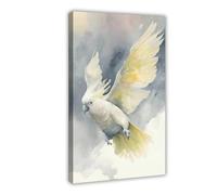 Sulphur-crested Cockatoo Birds Watercolor Art Poster Canvas Poster Bedroom Decor Landscape Office Room Decor Gift 16x24inch(40x60cm)