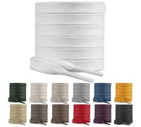 SULPO 2 Pairs Flat Cotton Shoe Laces 60-200cm Long 10mm Wide Sneaker Shoelaces Flat, White, 90