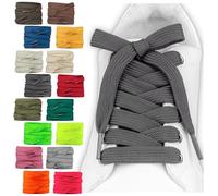 SULPO 2 Pairs Flat Shoelaces - 12mm Wide Shoe Laces for Shoes - 60-200cm - Washable & Tear Resistant Polyester - 18 Colours, darkgray, 75cm - 2 Paare
